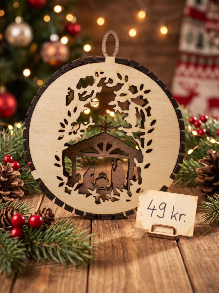 3D julepynt med jesusbarnet i krybben