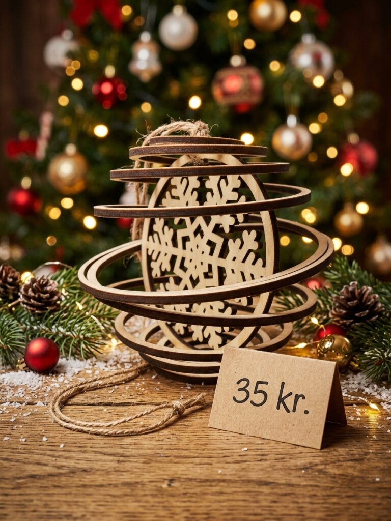 Julepynt spiral med snefnug