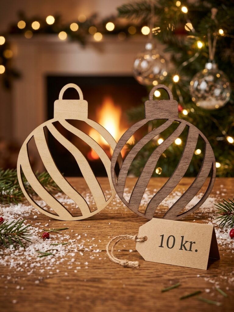 Julekugle pynt i lyst birketræ